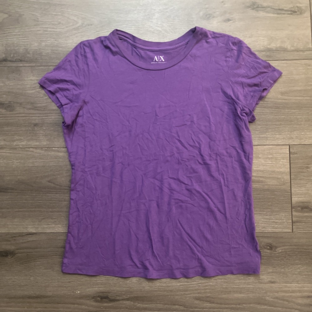 Armani Exchange A/X Womens L T Shirt Purple Short Sleeve